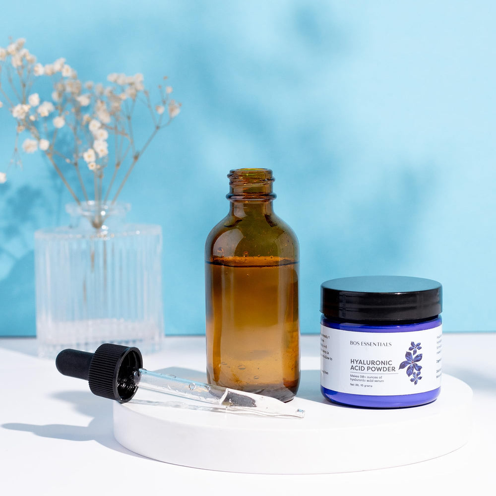 Bos Essentials DIY serum application scene emphasizes moisturizing benefits