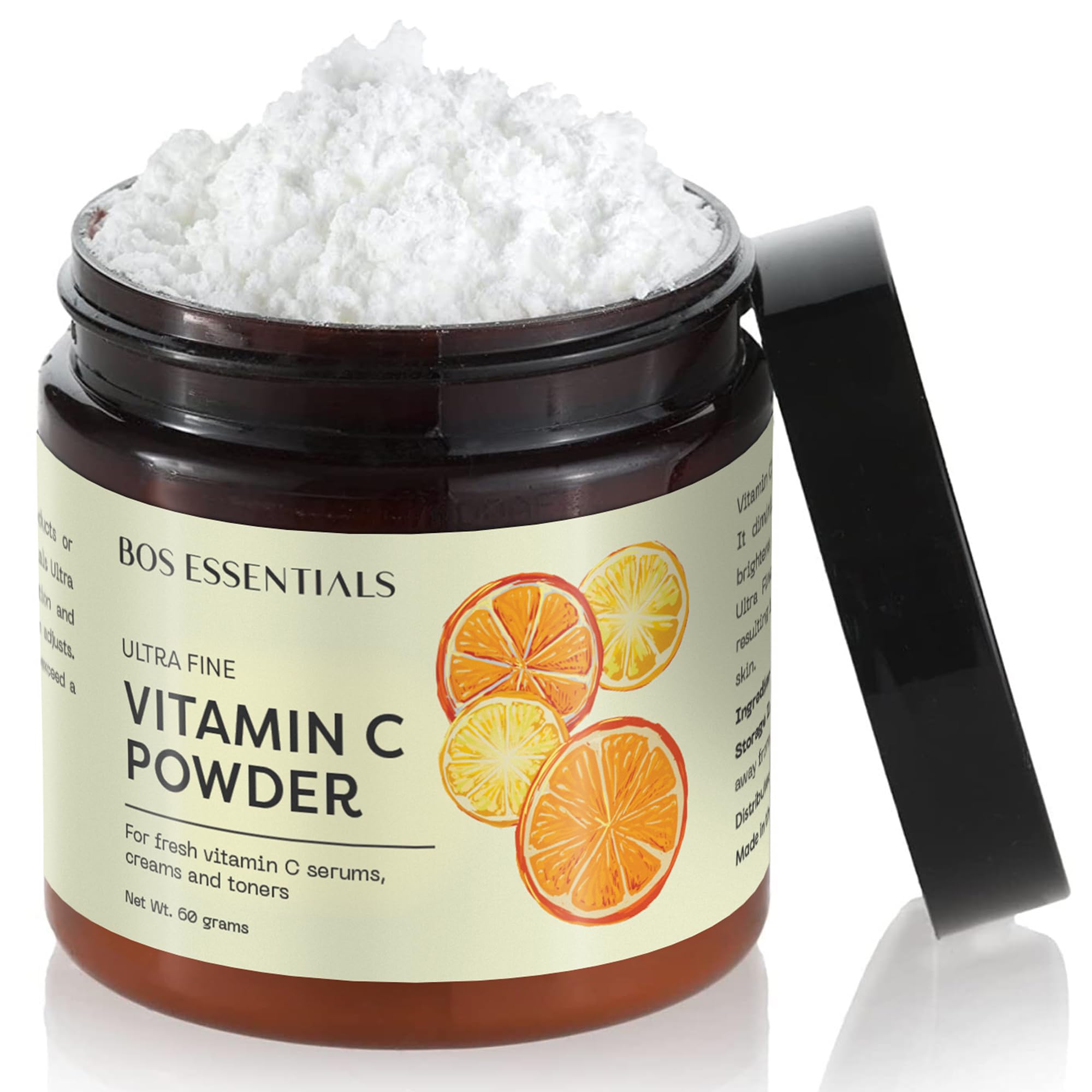 Bos Essentials Vitamin C powder jar ready for DIY serums and brightening routines.