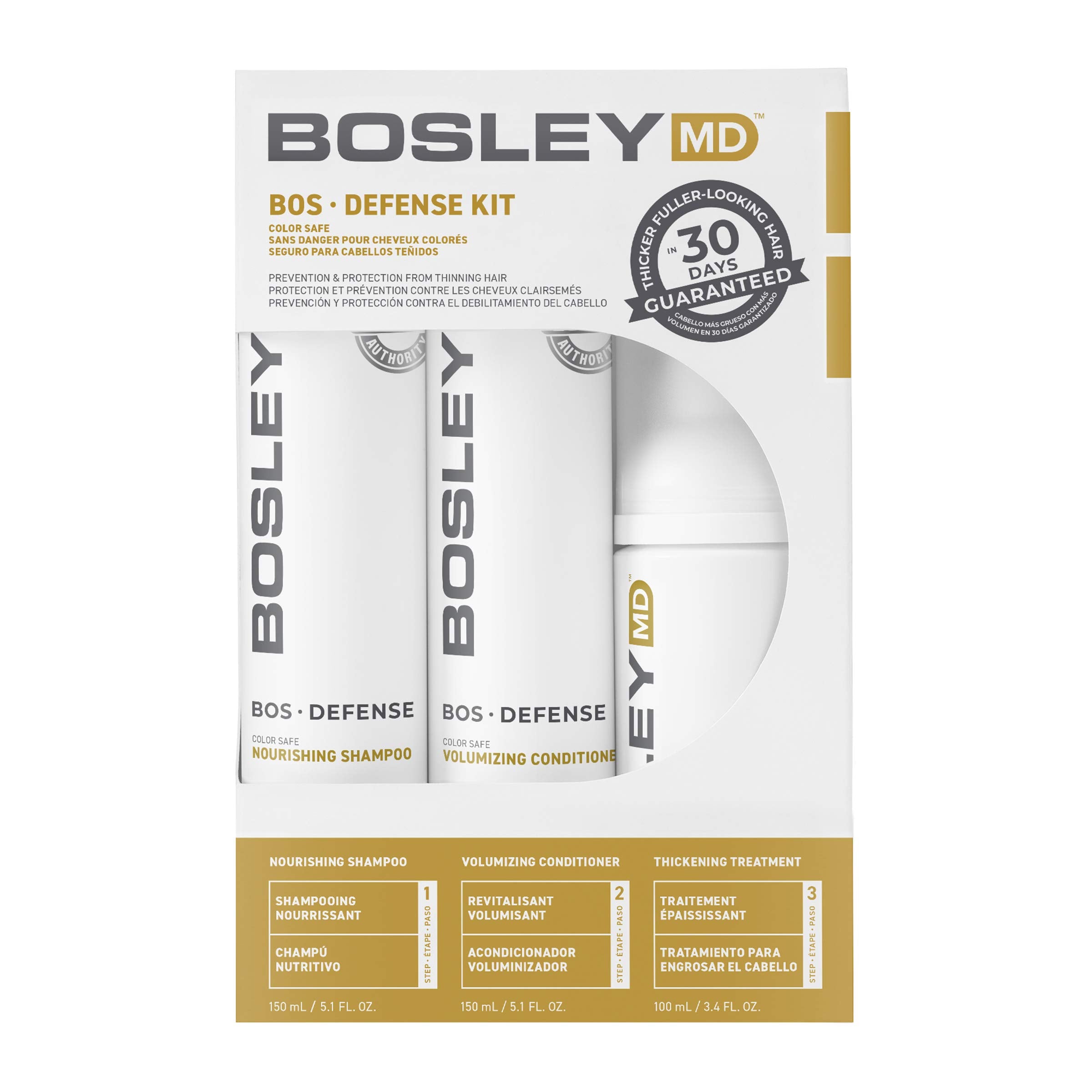 BosDefense Kit box with a three-step system for color-treated hair protection.