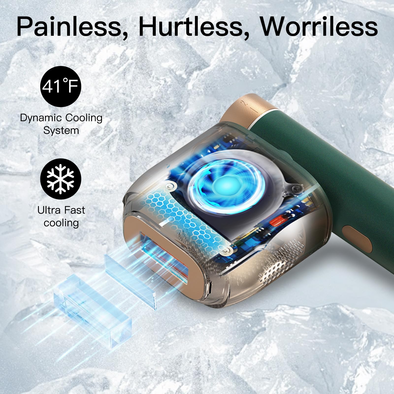BoSidin ice-cooling mode in action on skin for gentle treatment