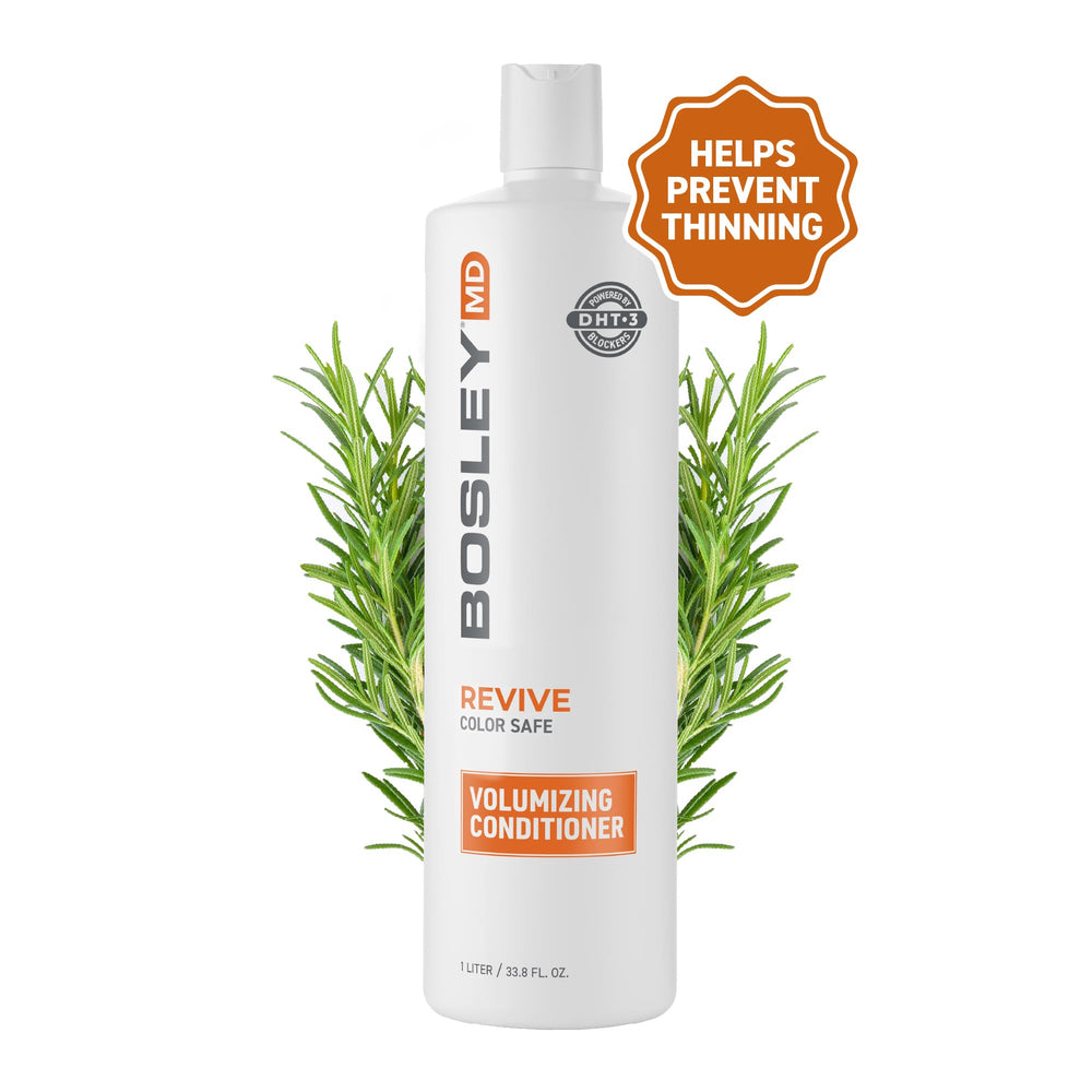 BosleyMD BosRevive bottle back label highlights vegan, sulfate-free formula and key benefits.