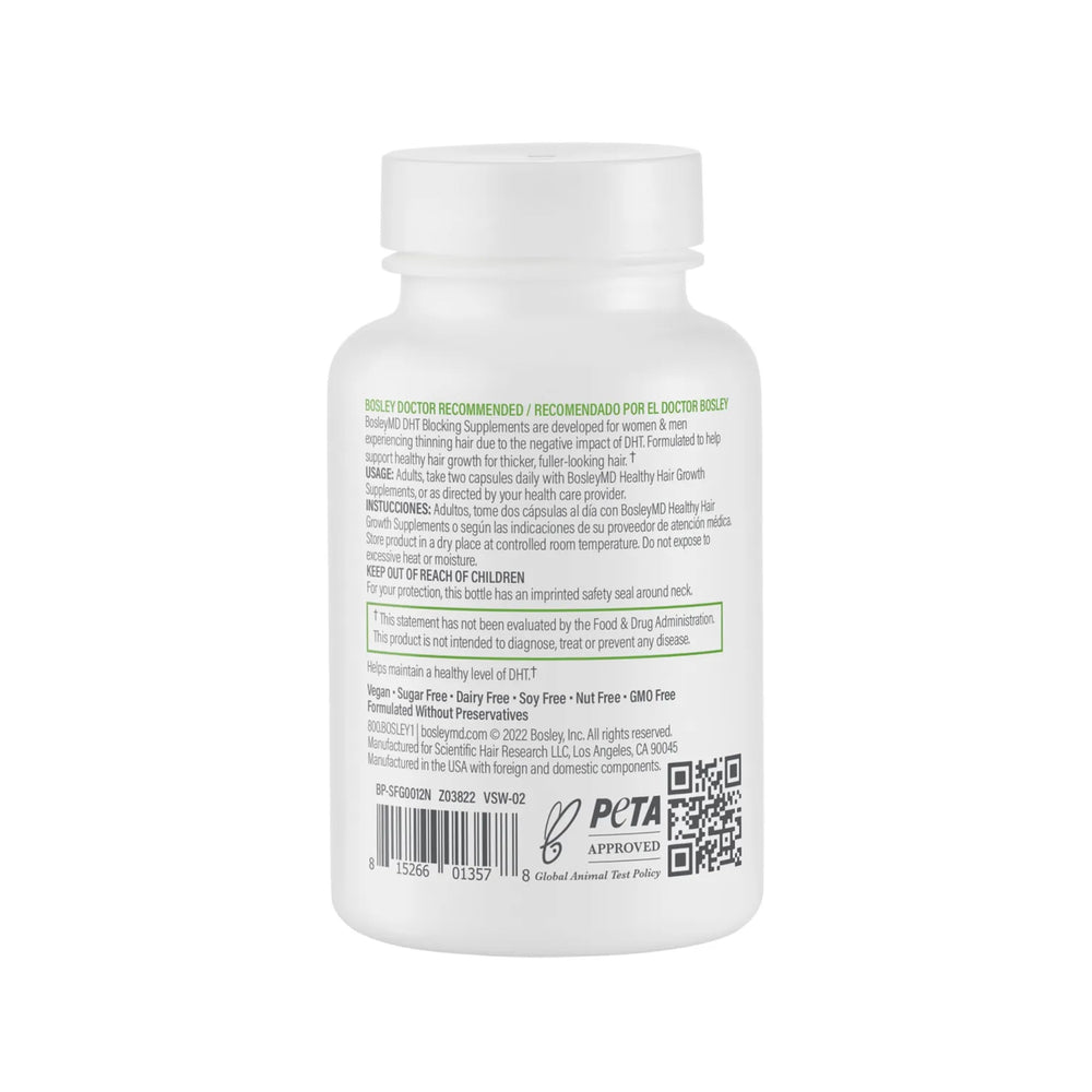 BosleyMD DHT-7 ingredients panel highlighting the natural 7-component blend.