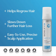 BosleyMD Minoxidil Foam hands applying on scalp for a quick daily routine.