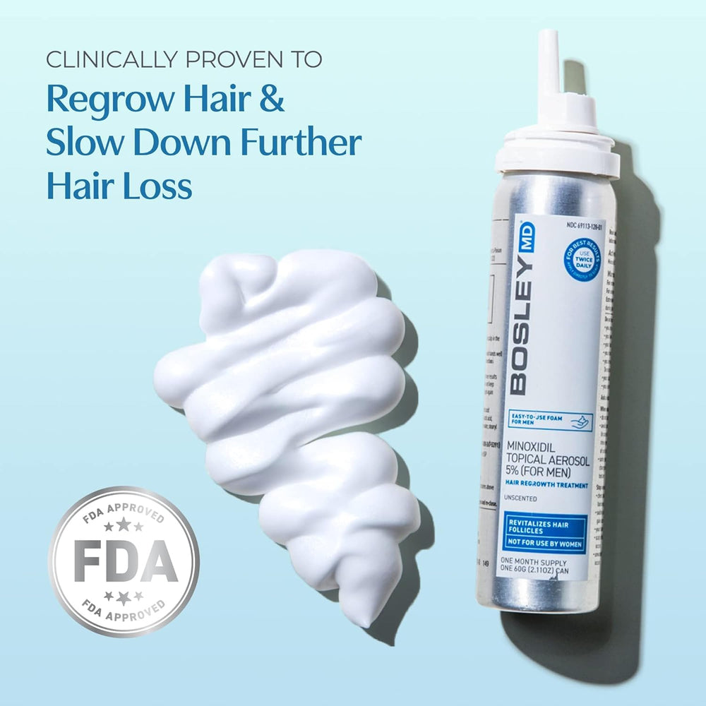 BosleyMD Minoxidil Foam packaging highlighting 1-month supply.