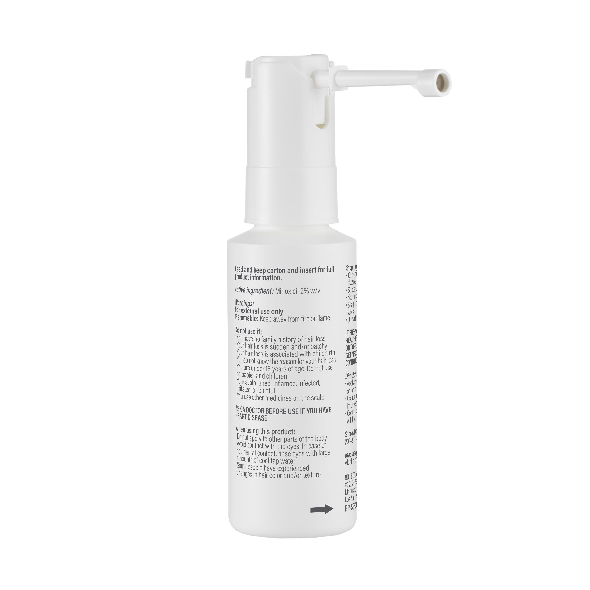 BosleyMD Minoxidil Woman Spray apply area close-up for effective scalp targeting.