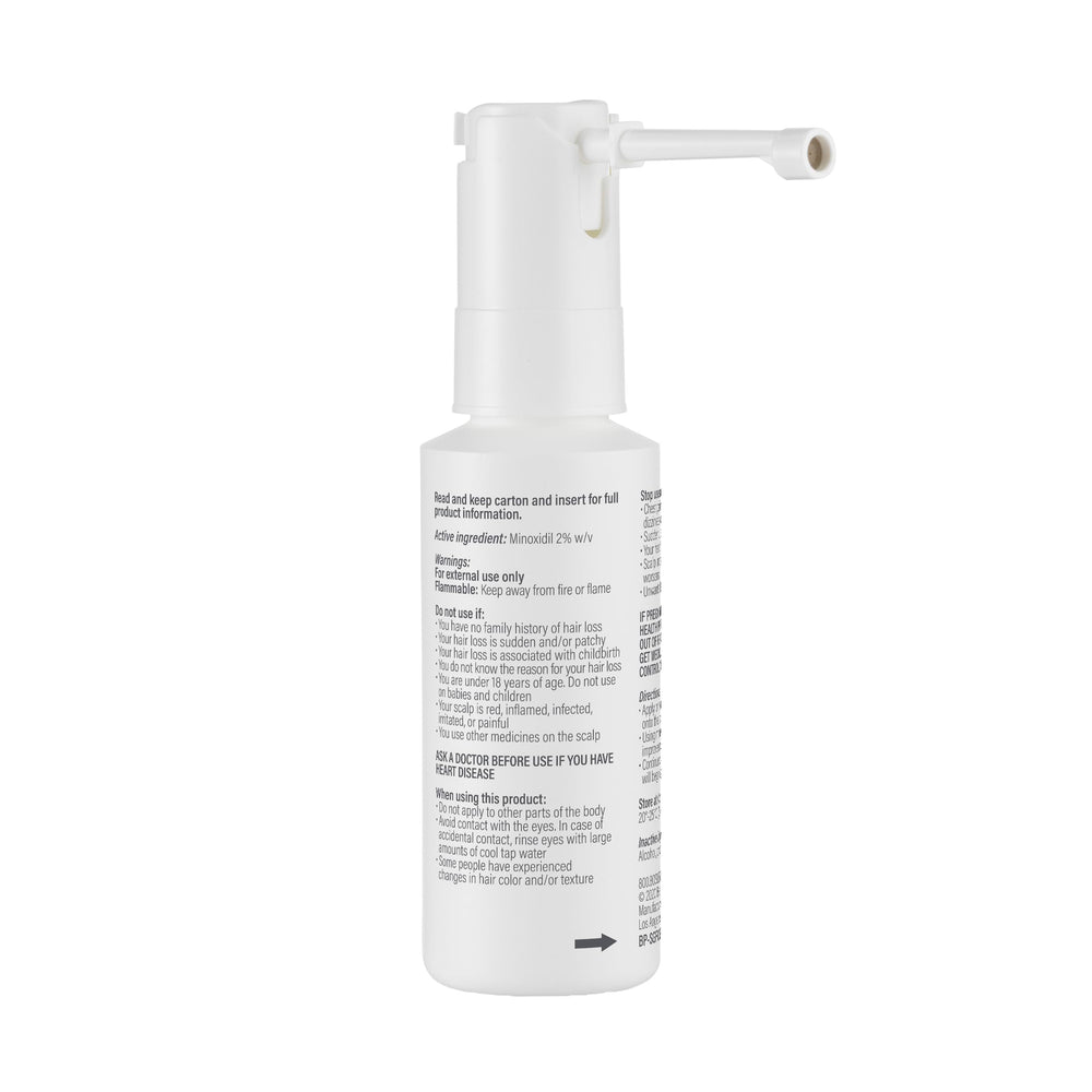 BosleyMD Minoxidil Woman Spray apply area close-up for effective scalp targeting.