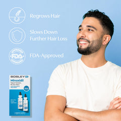 BosleyMD packaging box shows at-home treatment with 2 fl oz bottles.