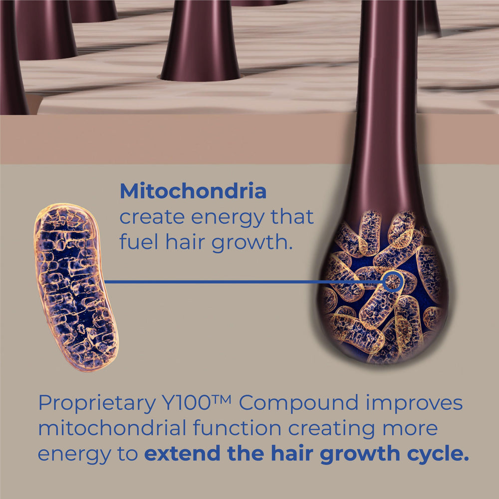 BosleyMD Revive+ foam on scalp showing even distribution for consistent coverage
