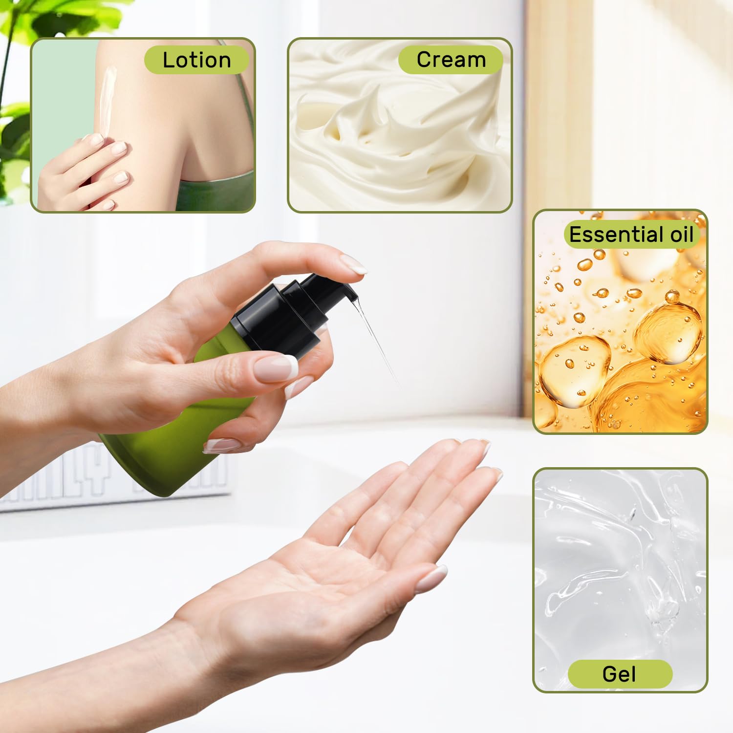BOSMIOW versatile containers ideal for foundation, creams, essential oils.