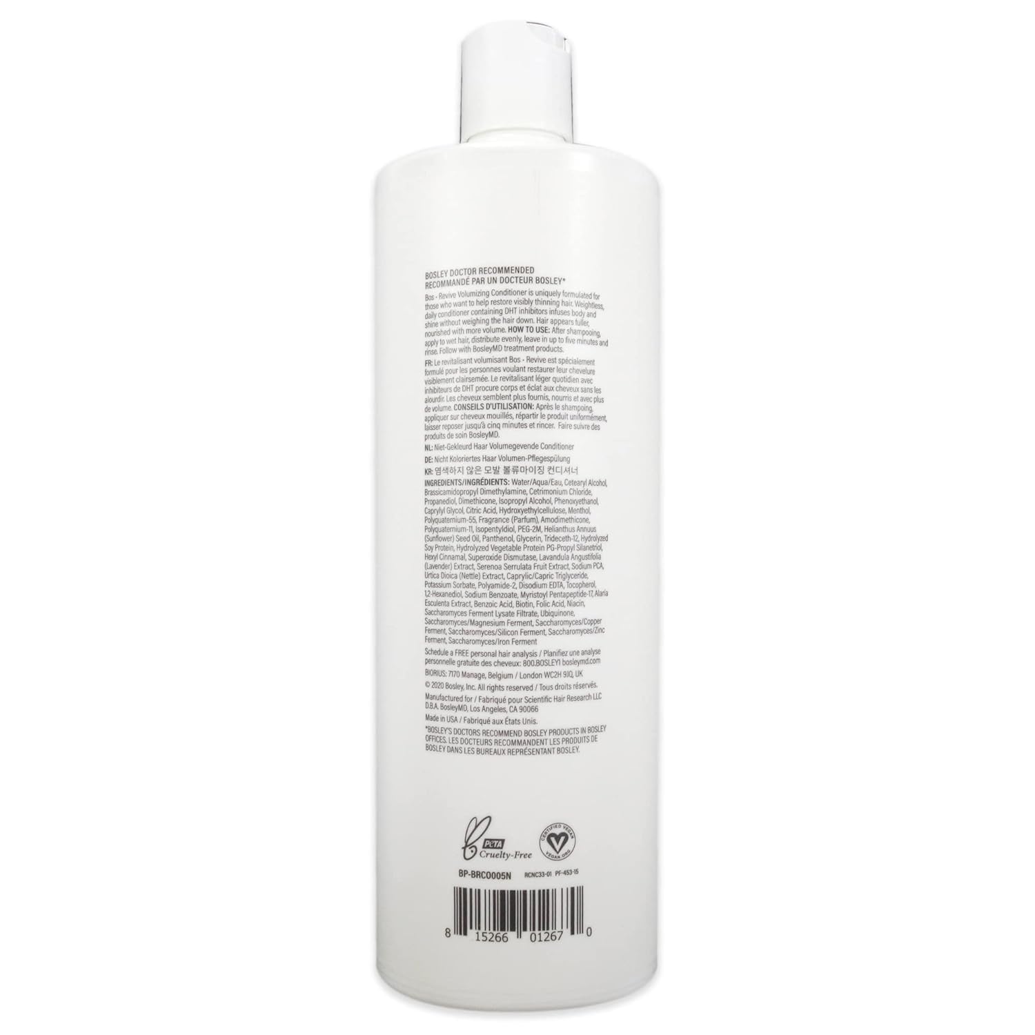 BosRevive label closeup highlighting paraben-free and vegan ingredients