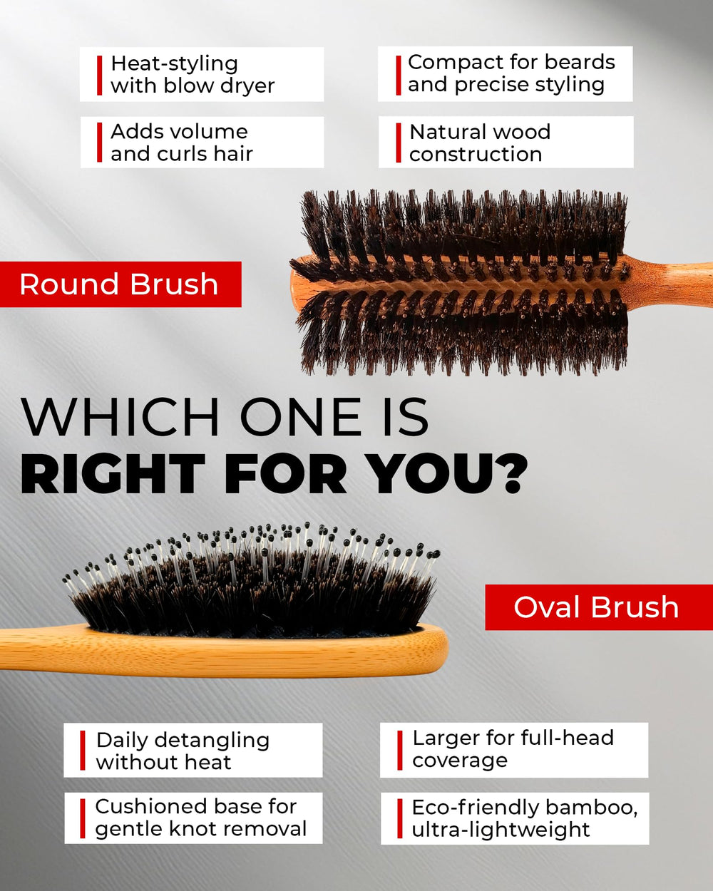 Bossman natural wood construction offers a sturdy, lightweight grip for comfortable styling