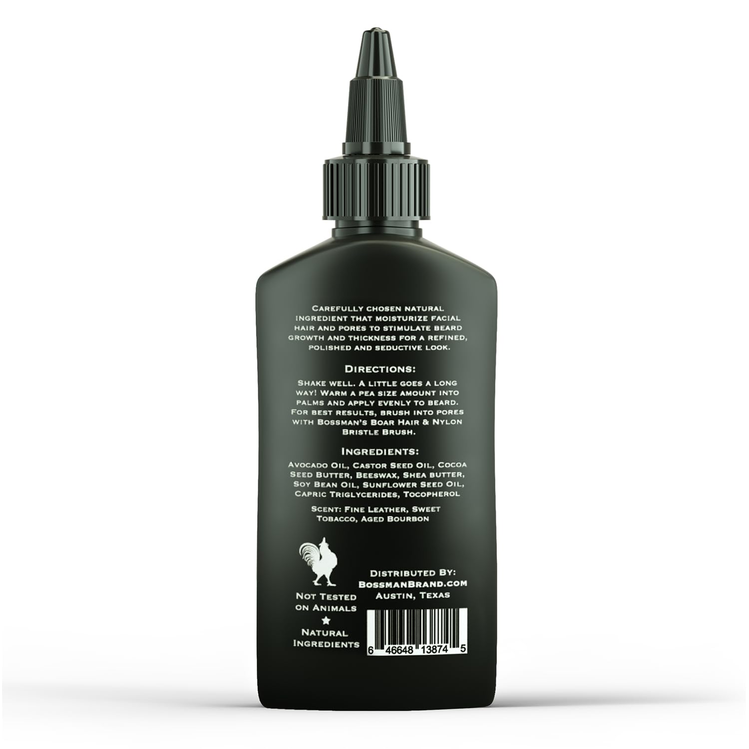 Bossman beard oil application close-up reveals smooth, tamed beard look.