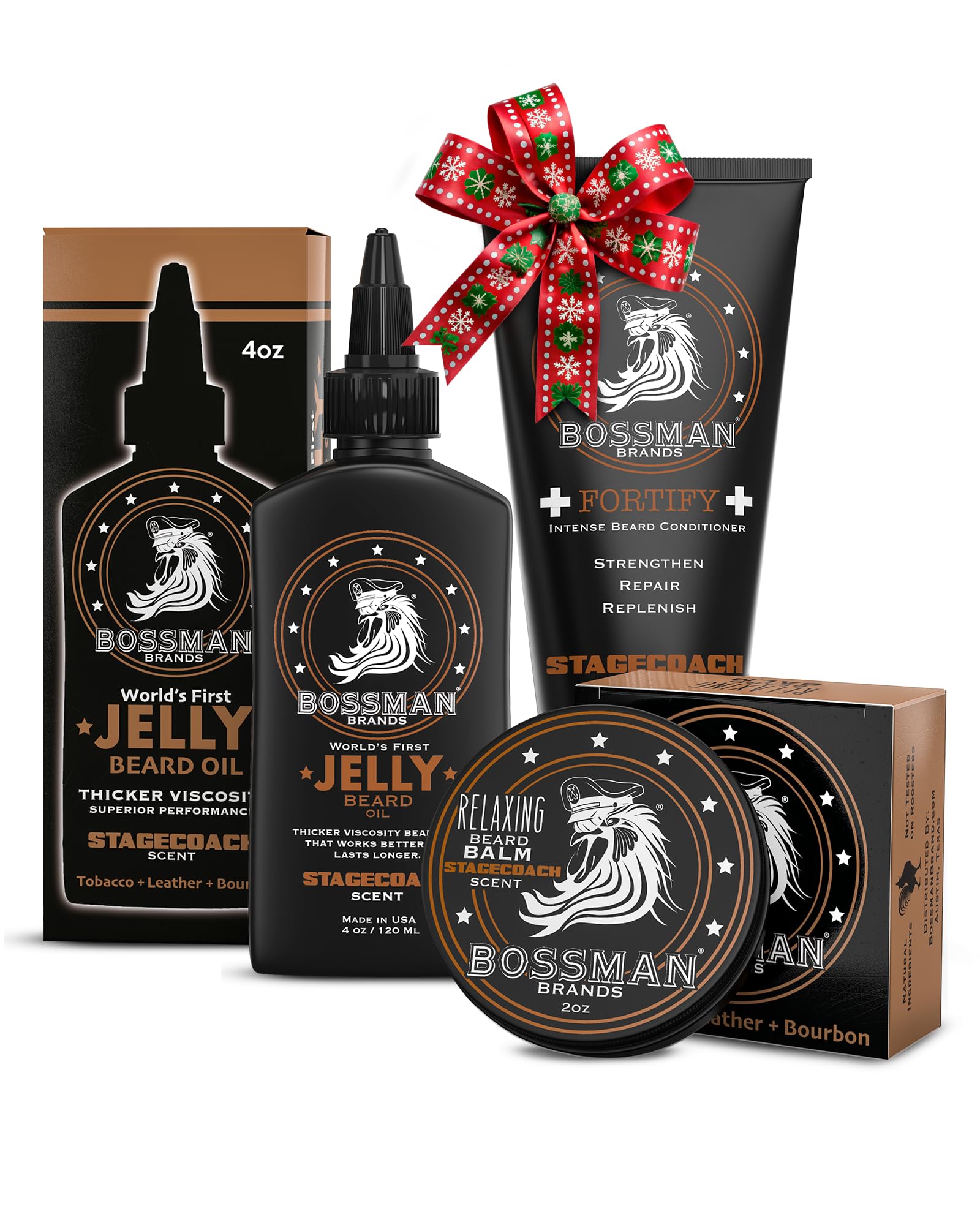 Bossman Essentials Beard Oil Jelly application for hydrated beard and skin.