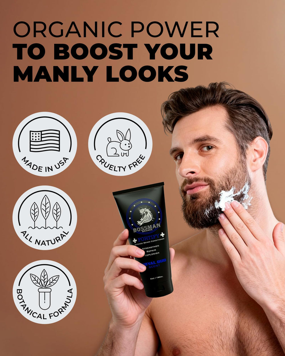 Bossman Essentials Relaxing Beard Balm in tube for shape and control.