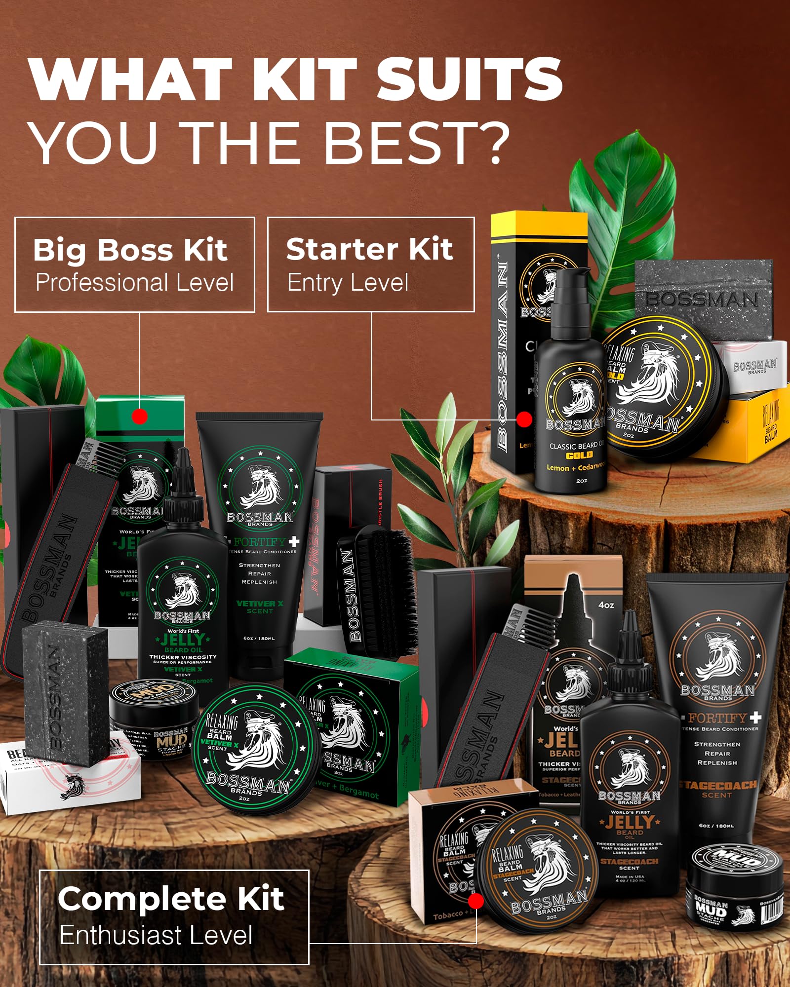Bossman Essentials USA-made, cruelty-free label reflects ethical grooming.