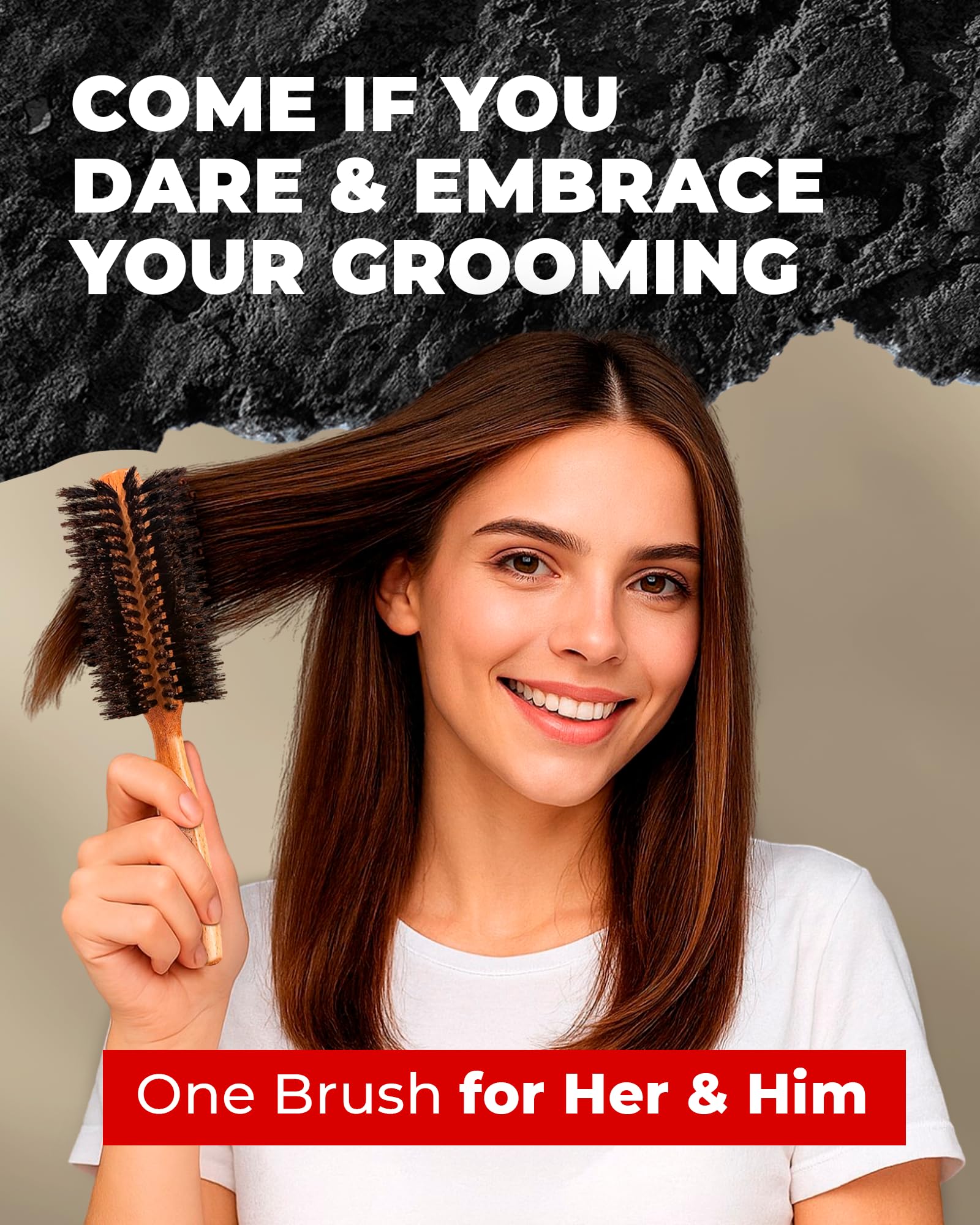 Bossman hands-on use round brush demonstrates comfortable grip during styling sessions