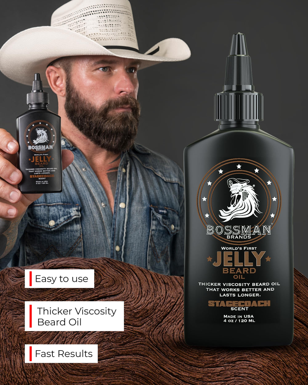 Bossman Jelly 4oz bottle emphasizes double quantity for longer use.