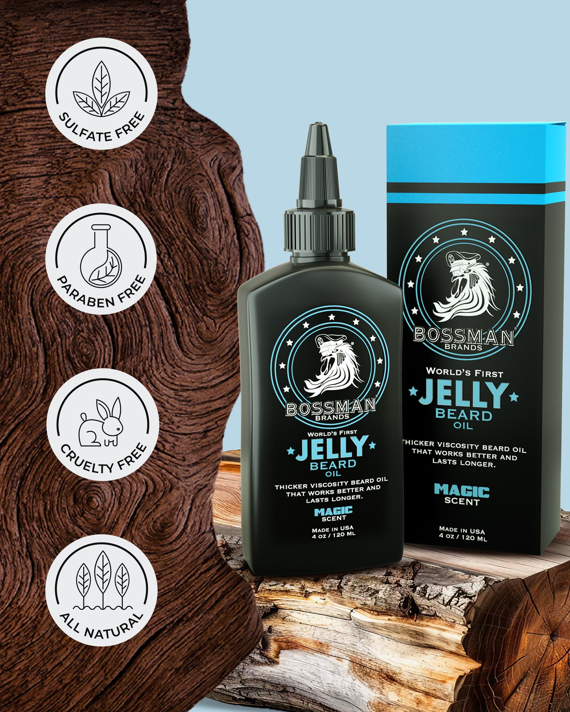 Bossman Jelly Beard Oil application hands showing smooth distribution for even coverage.