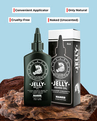 Bossman Jelly Beard Oil application scene for easy grooming.