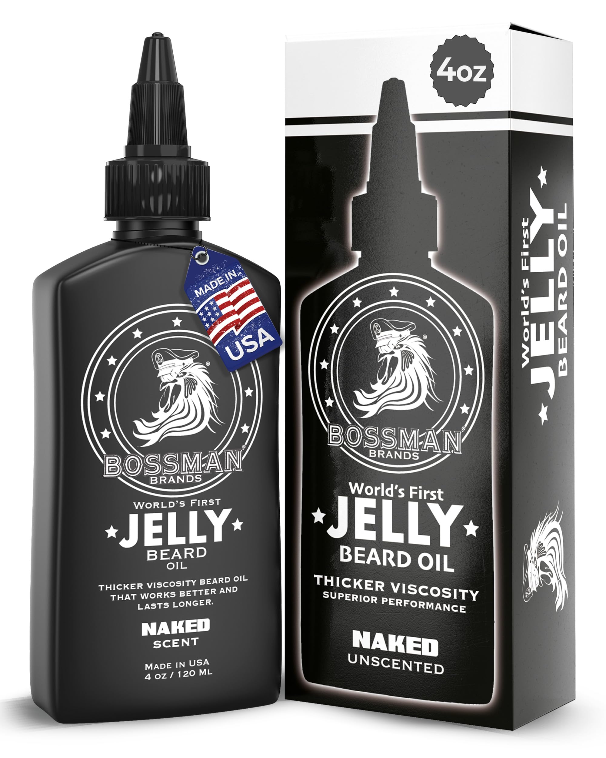 Bossman Jelly Beard Oil bottle 4oz ready for daily beard nourishment.