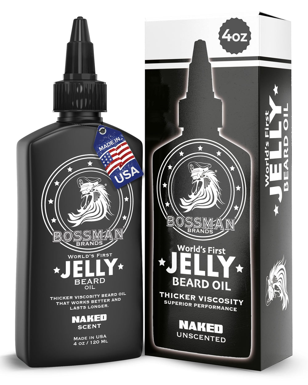 Bossman Jelly Beard Oil bottle 4oz ready for daily beard nourishment.