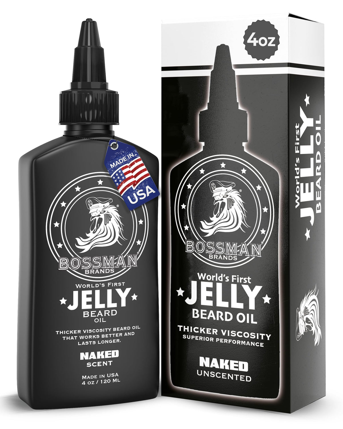 Bossman Jelly Beard Oil bottle 4oz ready for daily beard nourishment.