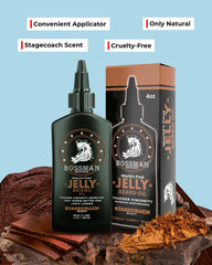 Bossman jelly texture close-up highlights moisture-locking formula for softer beard.