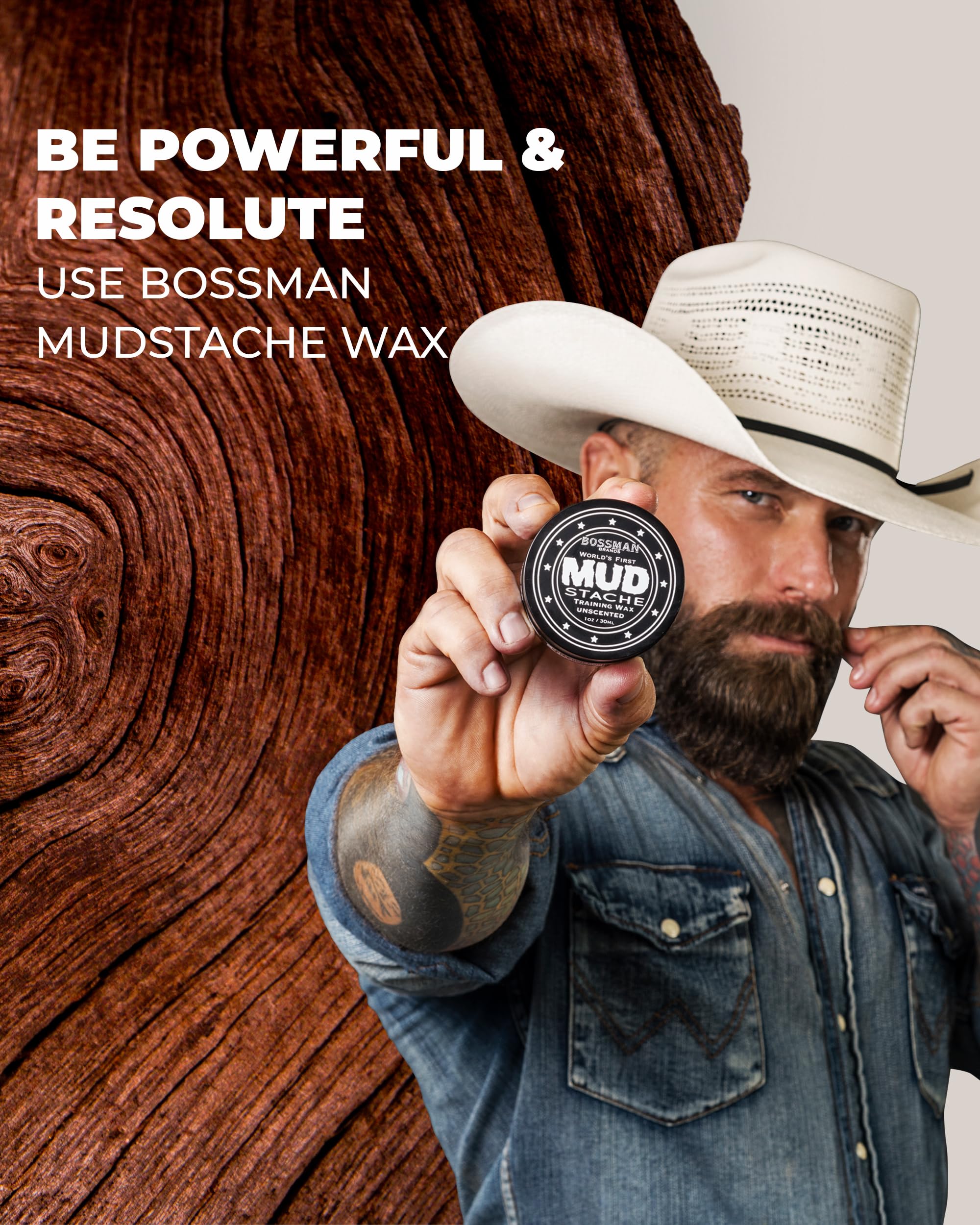 Bossman MUDstache moisturizing barrier helps reduce dryness while styling.