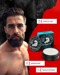 Bossman Relaxing Beard Balm mango-shea butter highlights hydrating ingredients for fuller-feeling hair.
