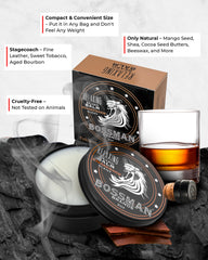 Bossman Relaxing Beard Balm Stagecoach jar highlights rich conditioning for fuller-looking beard.