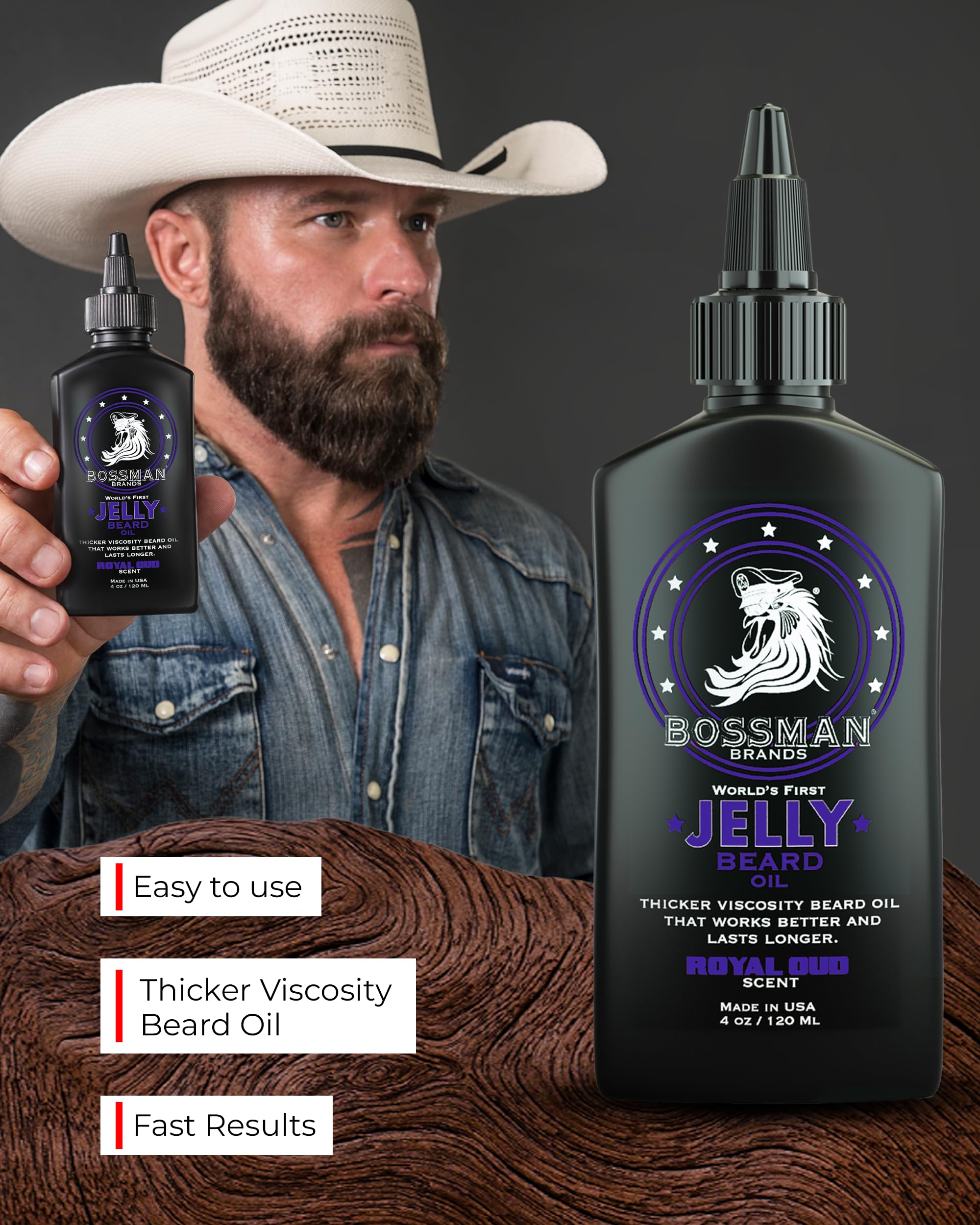 Bossman softening beard oil taming detail suggests smoother, tamed hair with daily use.