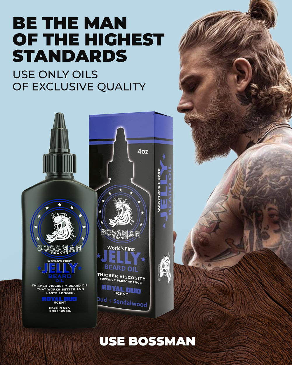 Bossman jelly texture application demonstrates thicker formula for easier beard moisture locking.