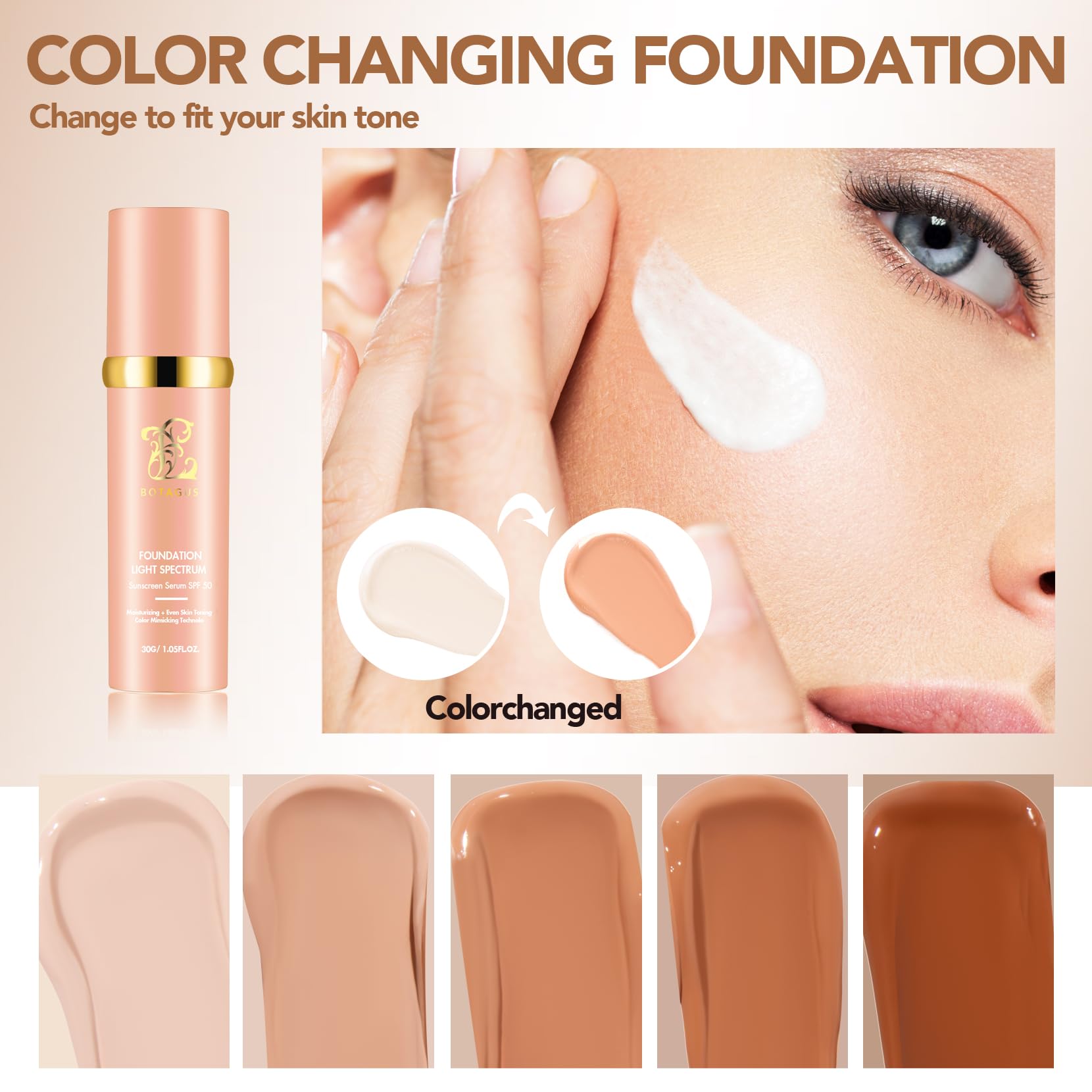 Botagus Match Foundation application close-up using fingers for seamless blend