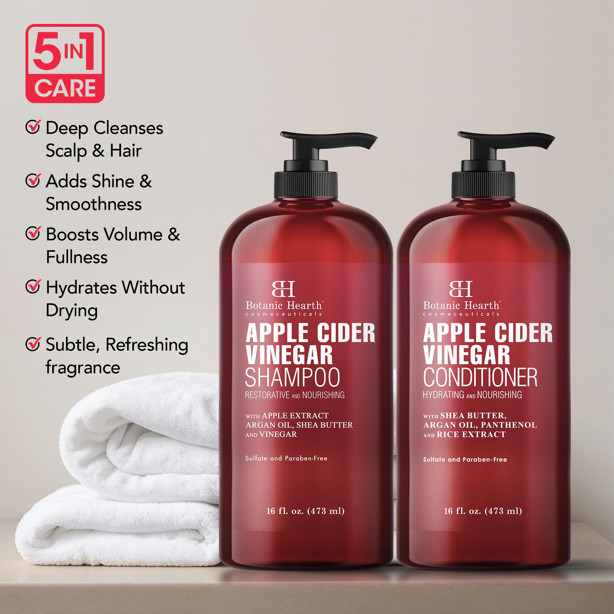 Botanic Hearth Apple Cider Vinegar Conditioner bottle closeup for smoother, hydrated hair