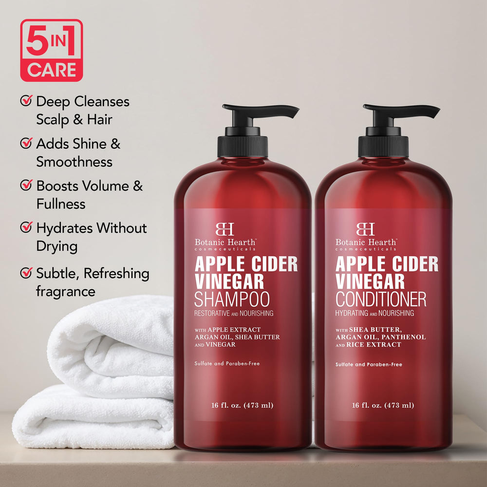 Botanic Hearth Apple Cider Vinegar Conditioner bottle closeup for smoother, hydrated hair