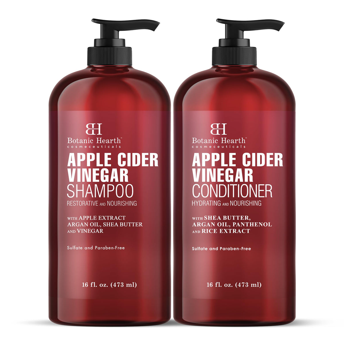 Botanic Hearth Apple Cider Vinegar Shampoo bottle closeup for scalp refreshment and shine