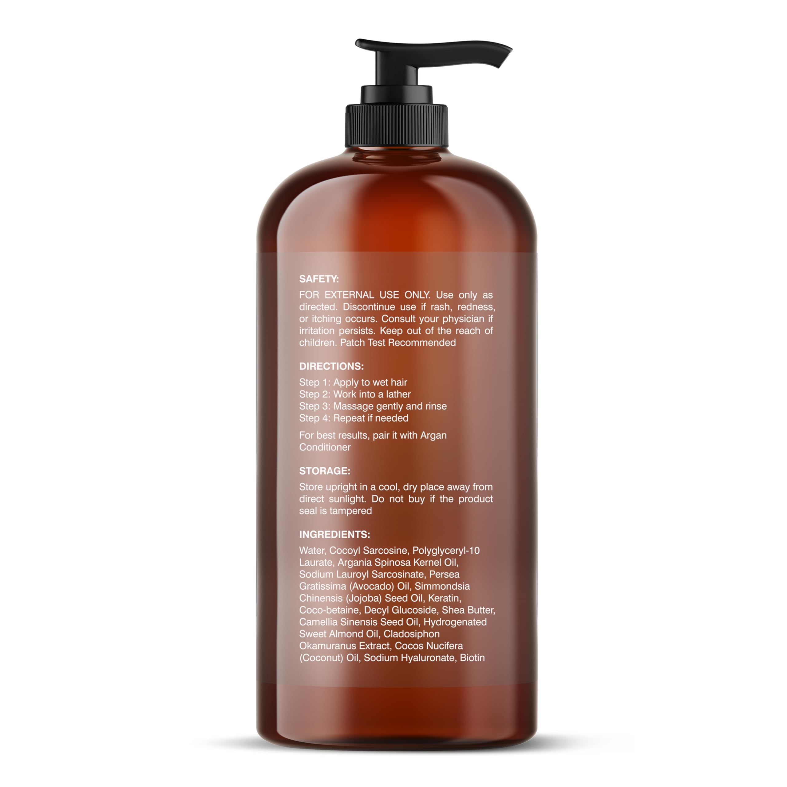 Botanic Hearth Argan Shampoo label—sulfate-free and paraben-free cleansing.