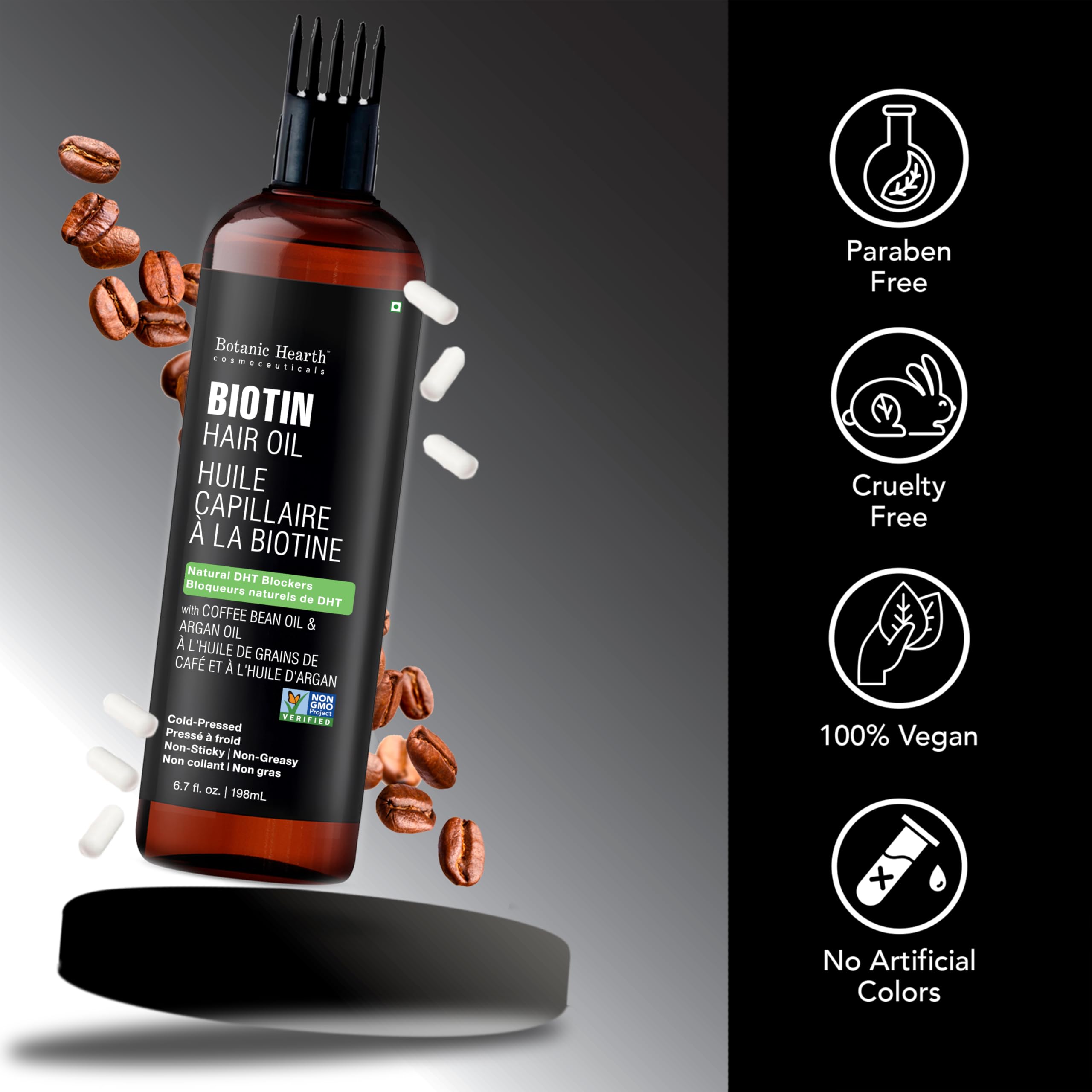Botanic Hearth Biotin Oil with argan and coffee oils for volume and thickness
