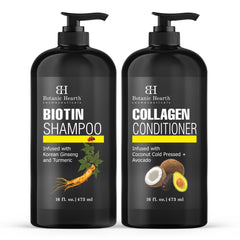 Botanic Hearth biotin shampoo bottle pour showing clean lather for daily care