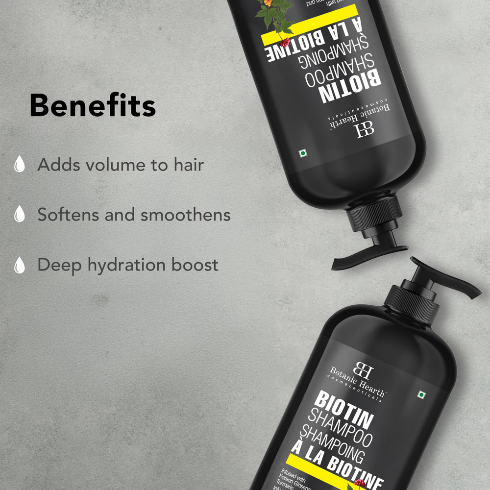 Botanic Hearth Biotin Shampoo color-treated friendly safety shot conveys gentle care