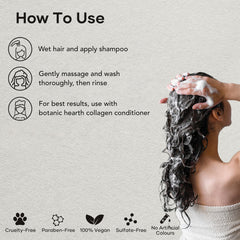 Botanic Hearth Biotin Shampoo Korean ginseng turmeric ingredients closeup emphasizes nourishing formula