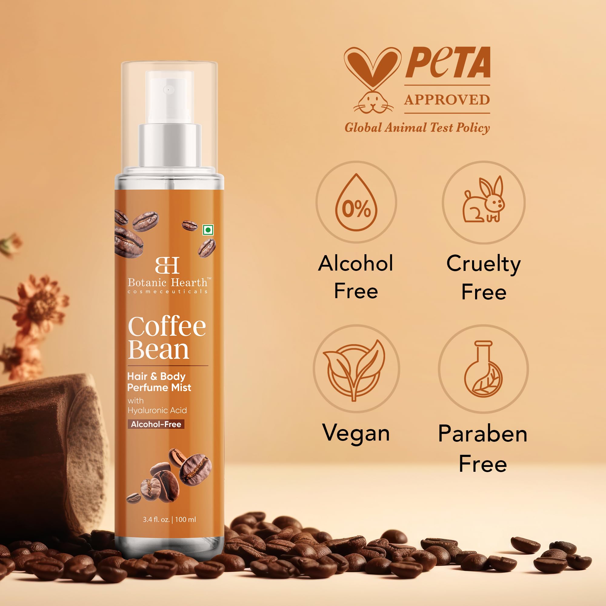 Botanic Hearth Coffee Hair Mist being spritzed on strands for quick refresh.