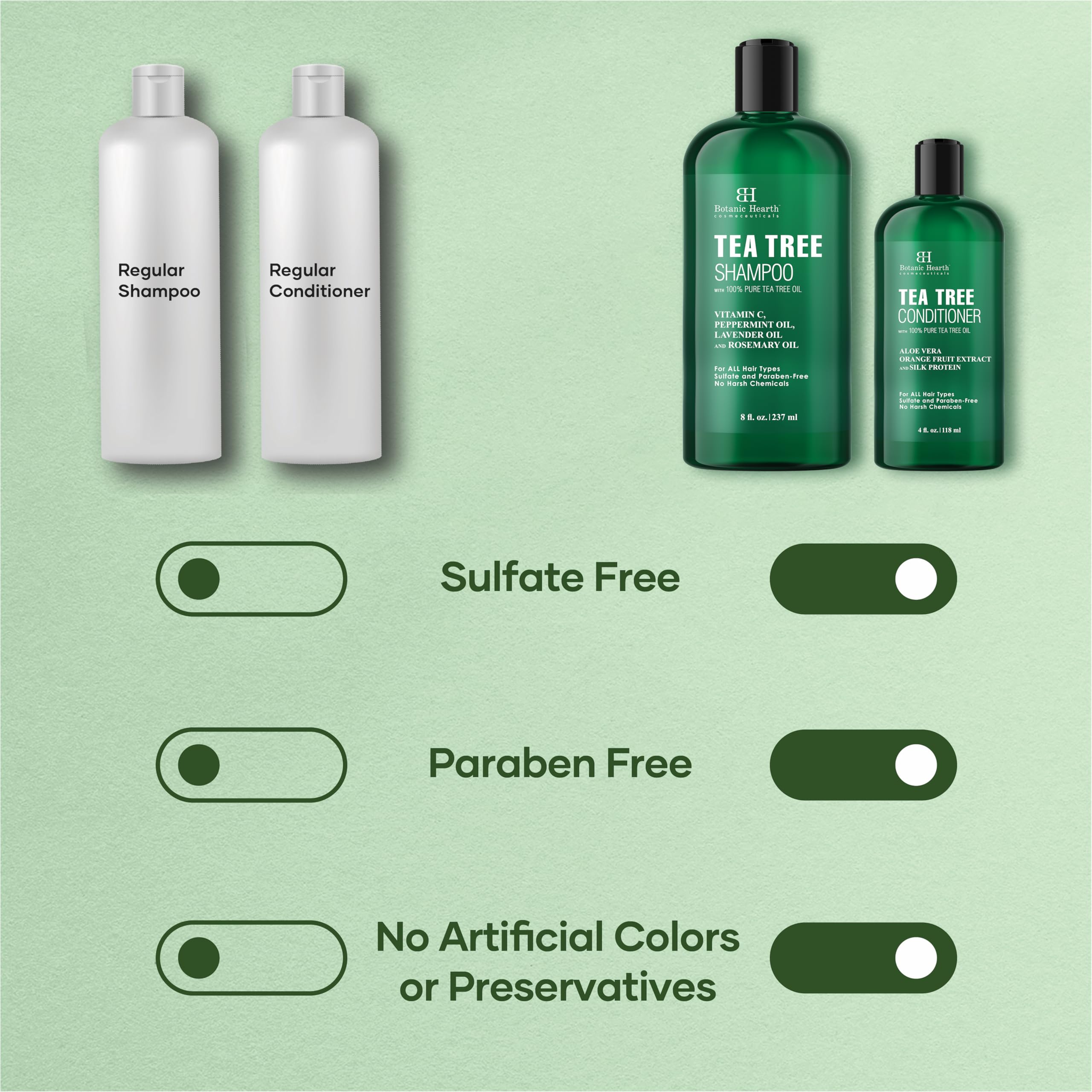 Botanic Hearth Tea Tree Conditioner on hair to show smooth hydration.