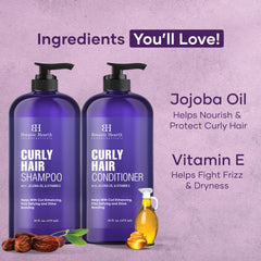 Botanic Hearth curl-definition application demonstrates frizz control during styling.