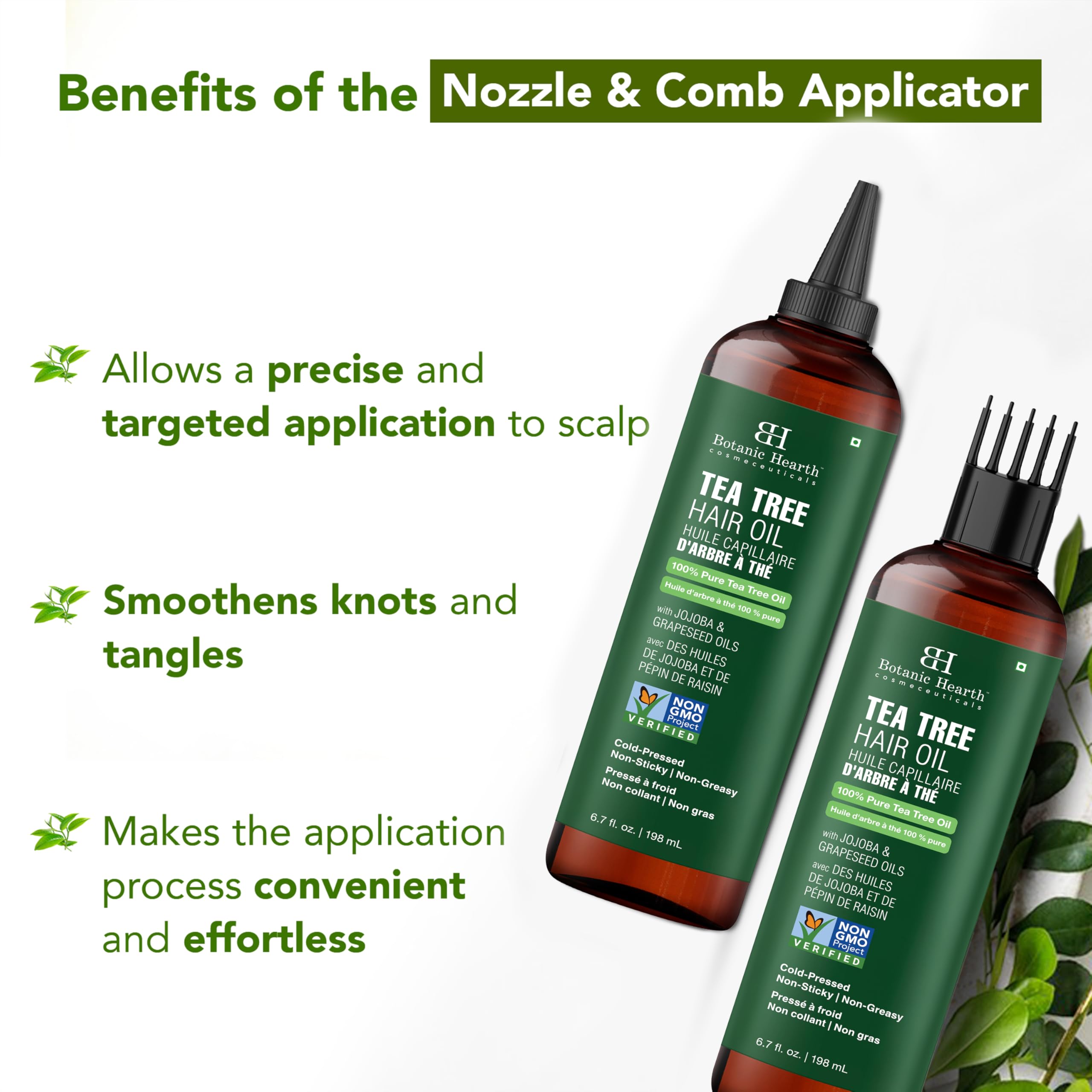 Botanic Hearth close-up highlighting dandruff-relief benefits.