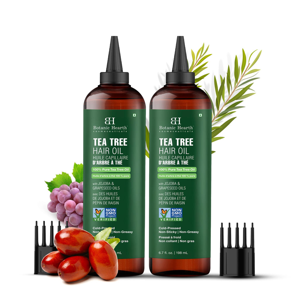 Botanic Hearth hair oil applied to the scalp for calming relief.