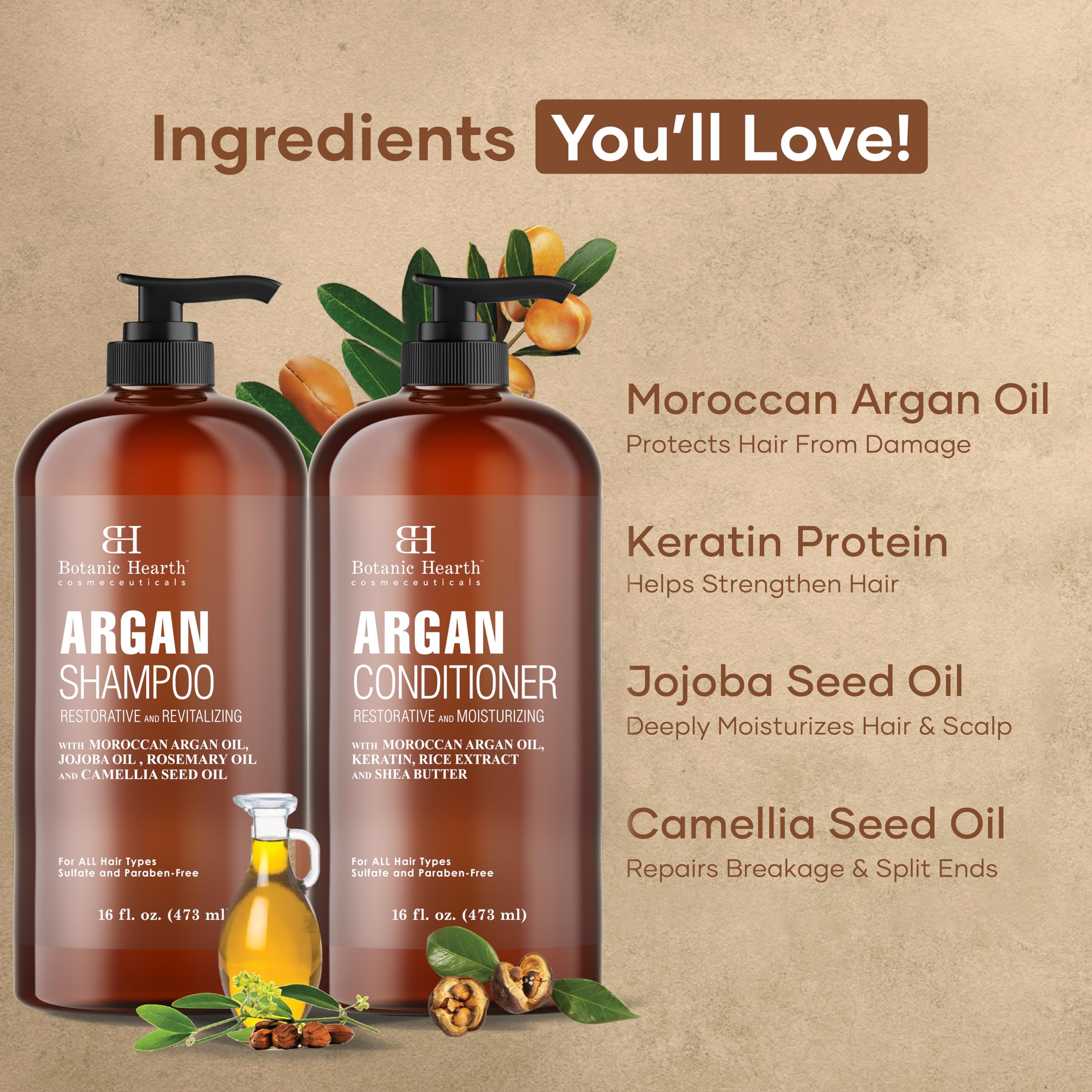 Botanic Hearth ingredients argan oil closeup emphasizing nourishing antioxidants and fatty acids