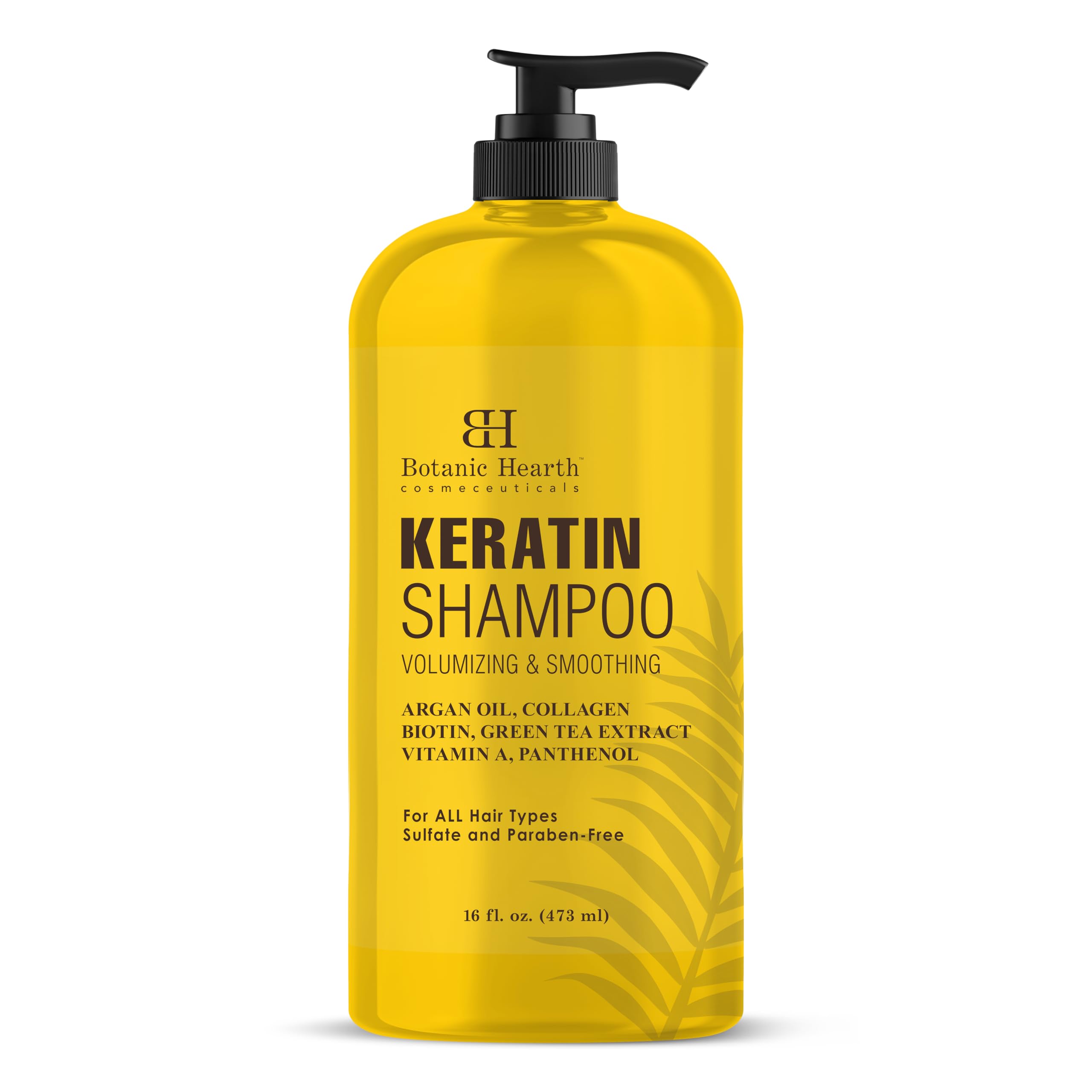 Botanic Hearth Keratin Shampoo bottle front showing keratin care for damaged hair