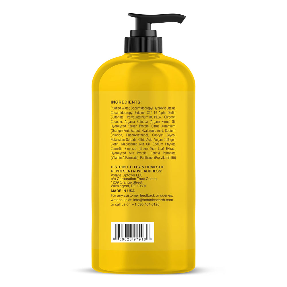 Botanic Hearth Keratin Shampoo collage highlights collagen and biotin for hair health