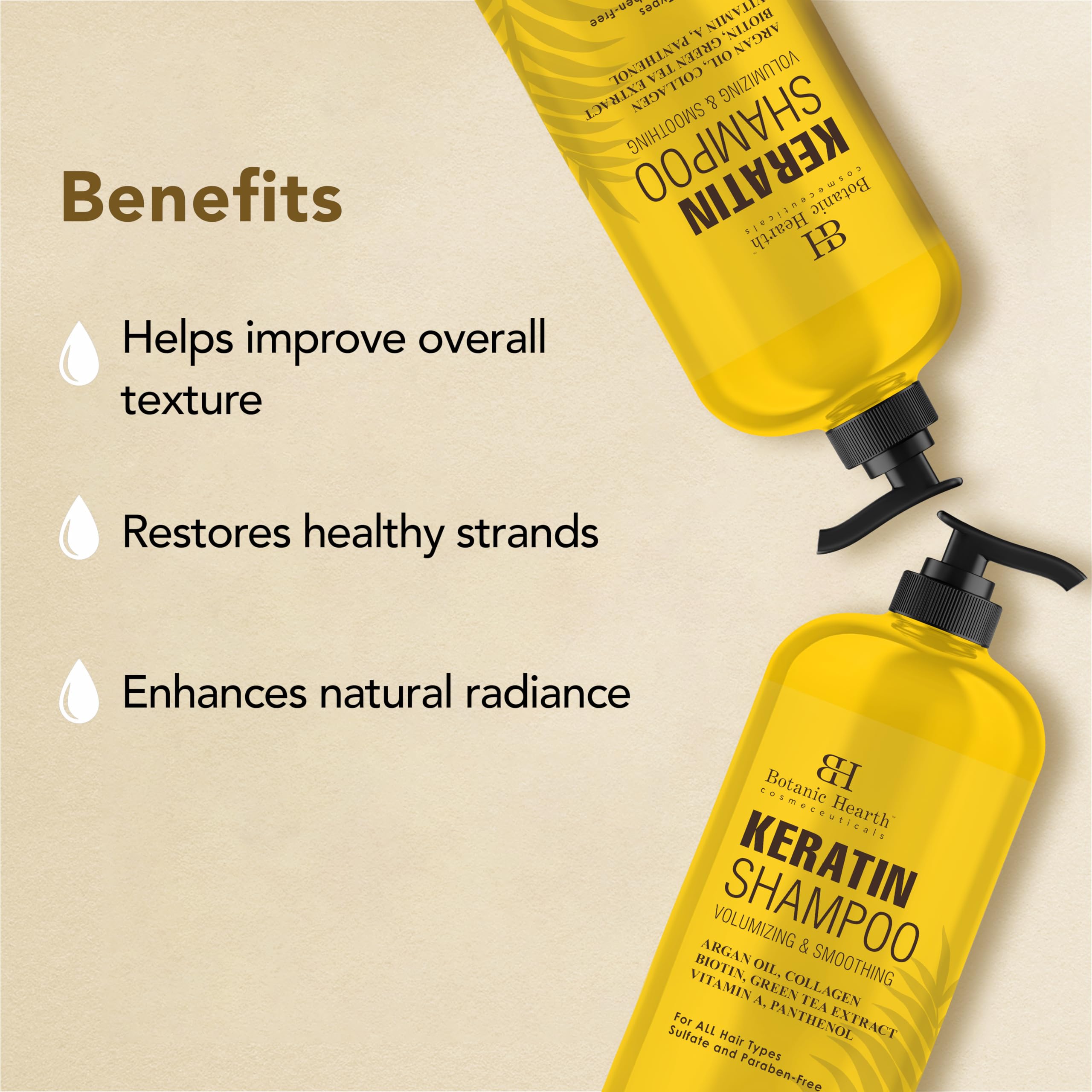Botanic Hearth Keratin Shampoo bottle for color-treated hair safely cleansing
